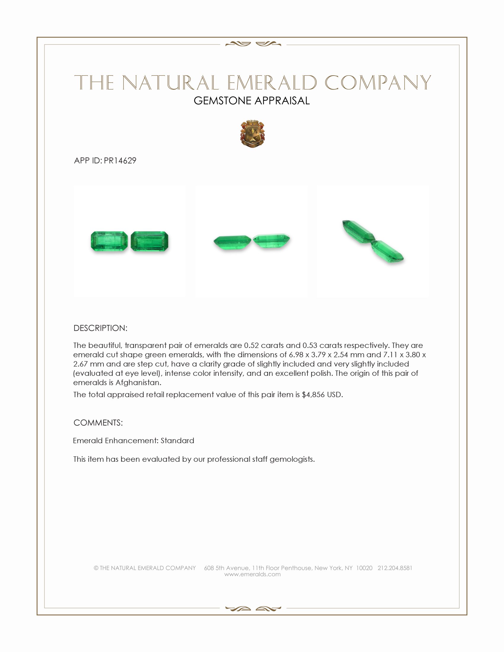 1.05 Ct.Tw. Emerald Pair from Afghanistan