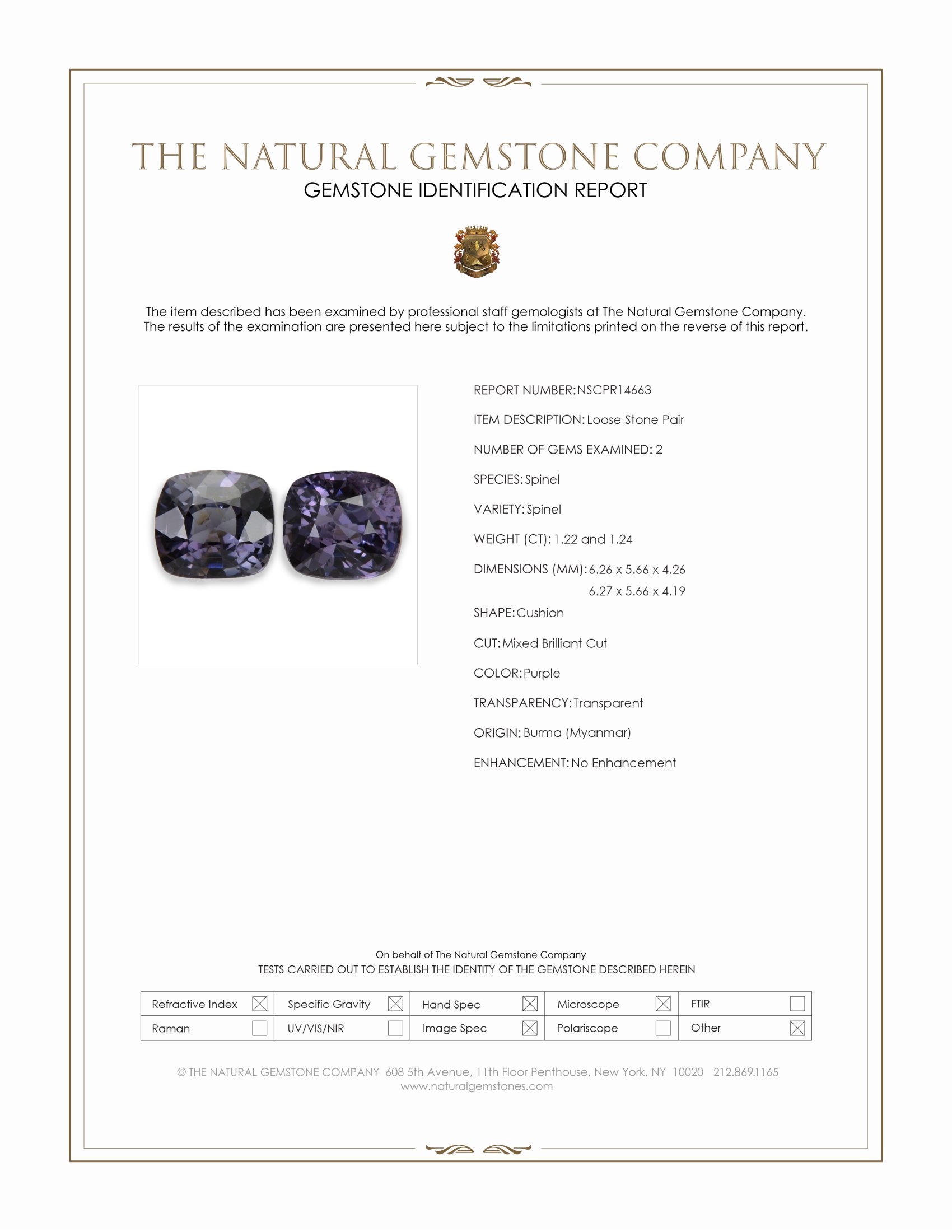 2.46 Ct.Tw. Purple Spinel Pair from Burma (Myanmar)
