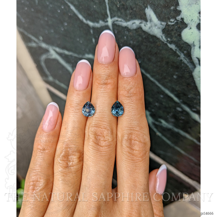 4.48 Ct.Tw. Greenish Blue Sapphire Pair from Montana
