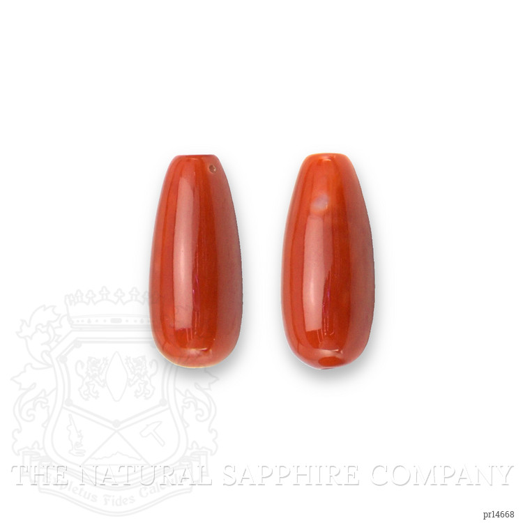 13.18 Ct.Tw. Salmon (Orangish Red) Coral Pair from Italy