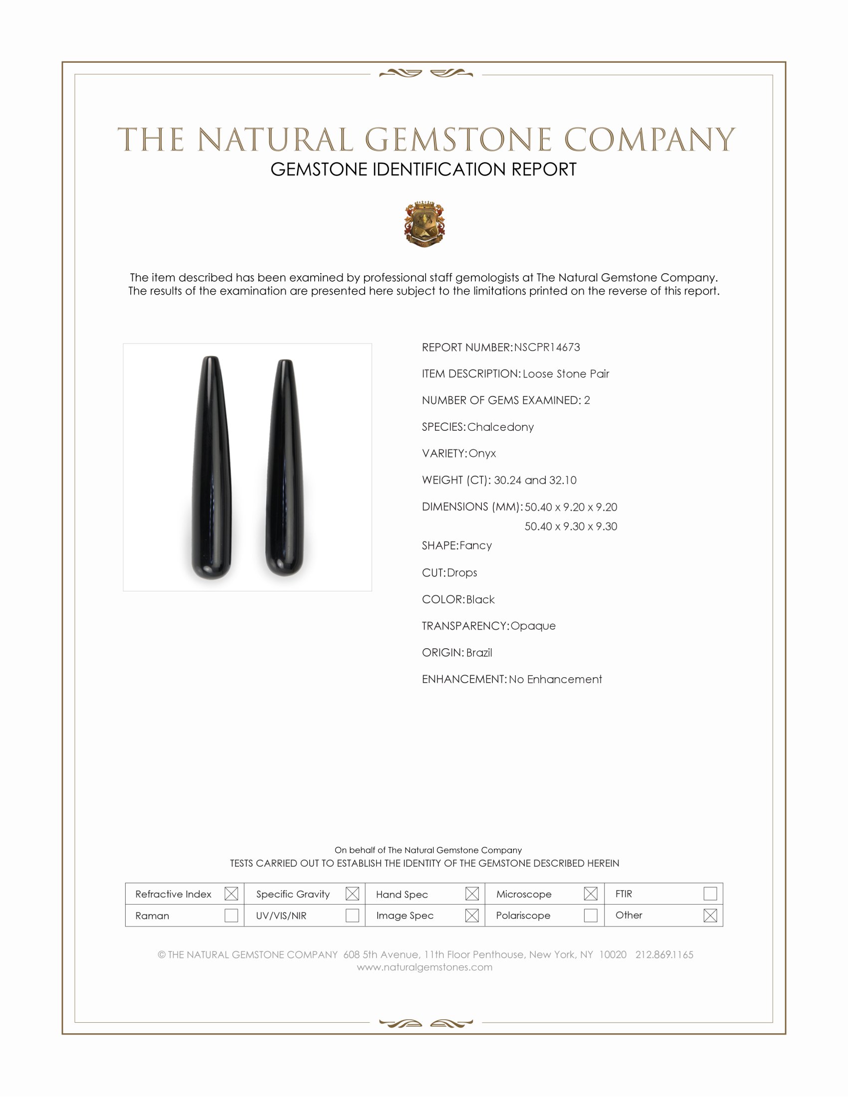 62.34 Ct.Tw. Black Onyx Pair from Brazil