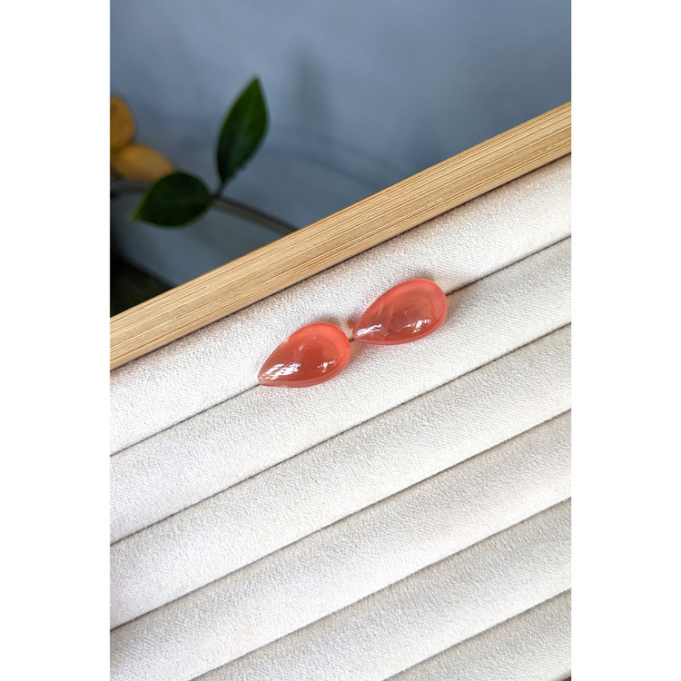 29.36 Ct.Tw. Pinkish Orange Rhodochrosite Pair from Brazil