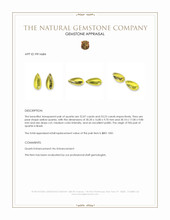 65.30 Ct.Tw.Total Carat Weight Yellow Quartz Pair from Brazil Appraisal