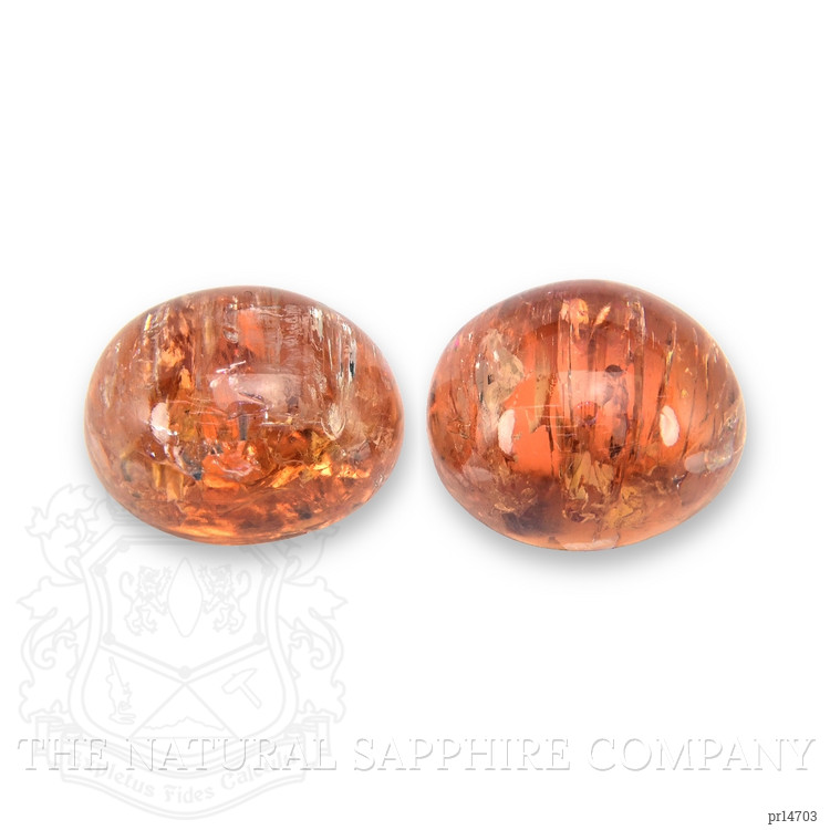 26.57 Ct.Tw. Orange Cabochon Precious Topaz Pair from Brazil