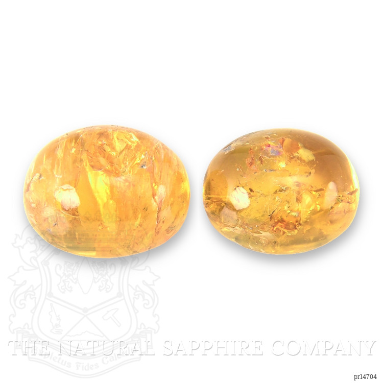 63.30 Ct.Tw. Orangish Yellow Cabochon Precious Topaz Pair from Brazil