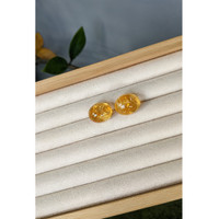 63.30 Ct.Tw.Total Carat Weight Orangish Yellow Cabochon Precious Topaz Pair from Brazil Life Style