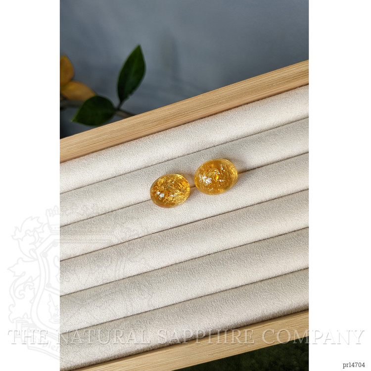63.30 Ct.Tw. Orangish Yellow Cabochon Precious Topaz Pair from Brazil