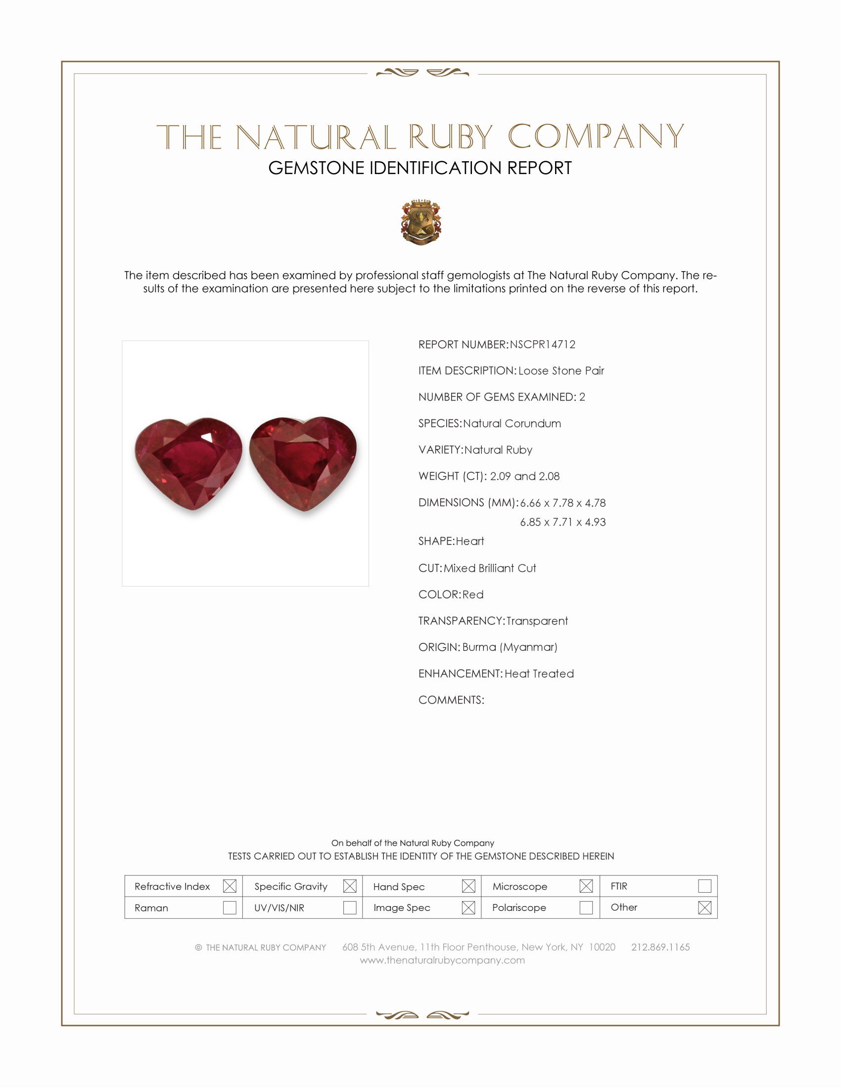 4.17 Ct.Tw. Ruby Pair from Burma (Myanmar)