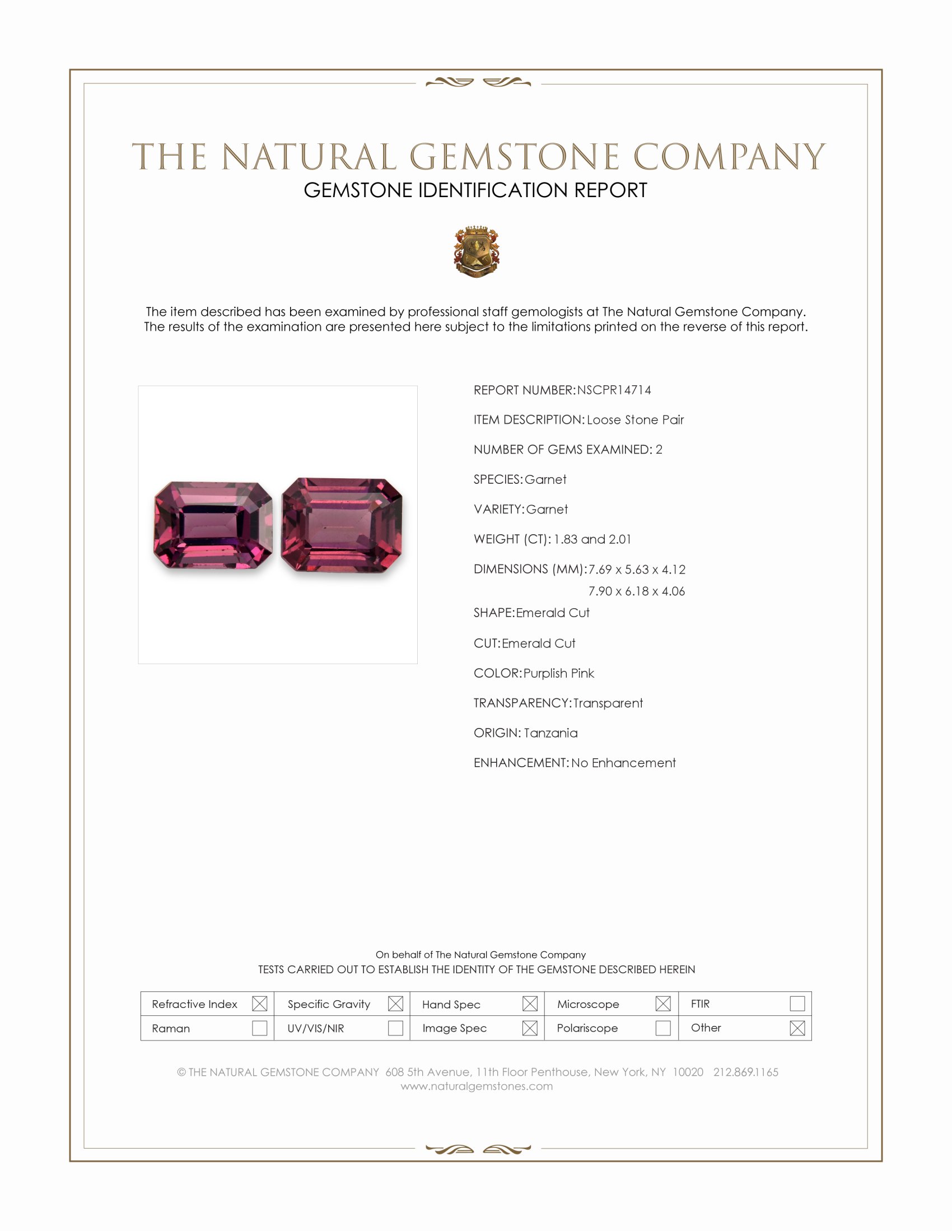 3.84 Ct.Tw. Purplish Pink Garnet Pair from Tanzania