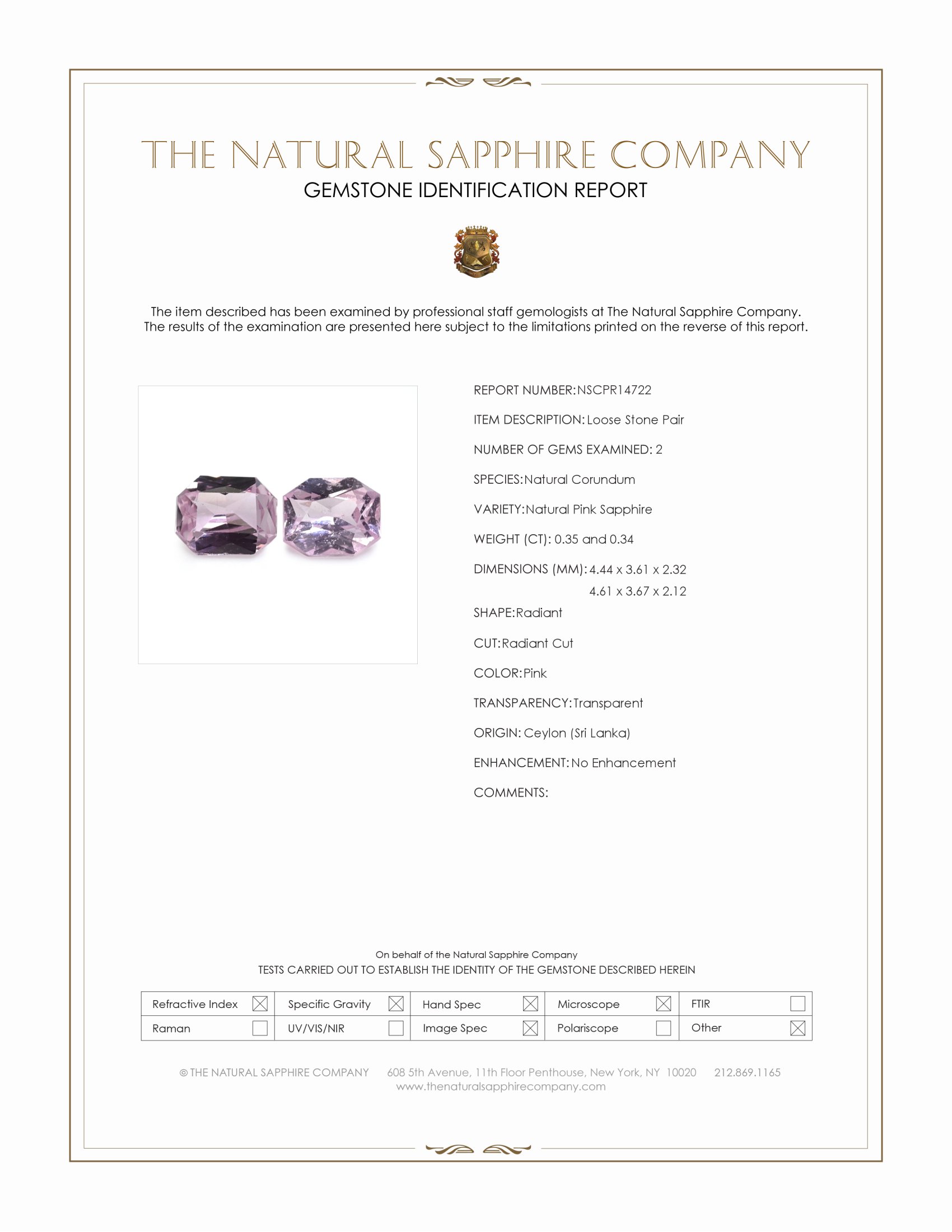 0.69 Ct.Tw. Pink Sapphire Pair from Ceylon (Sri Lanka)