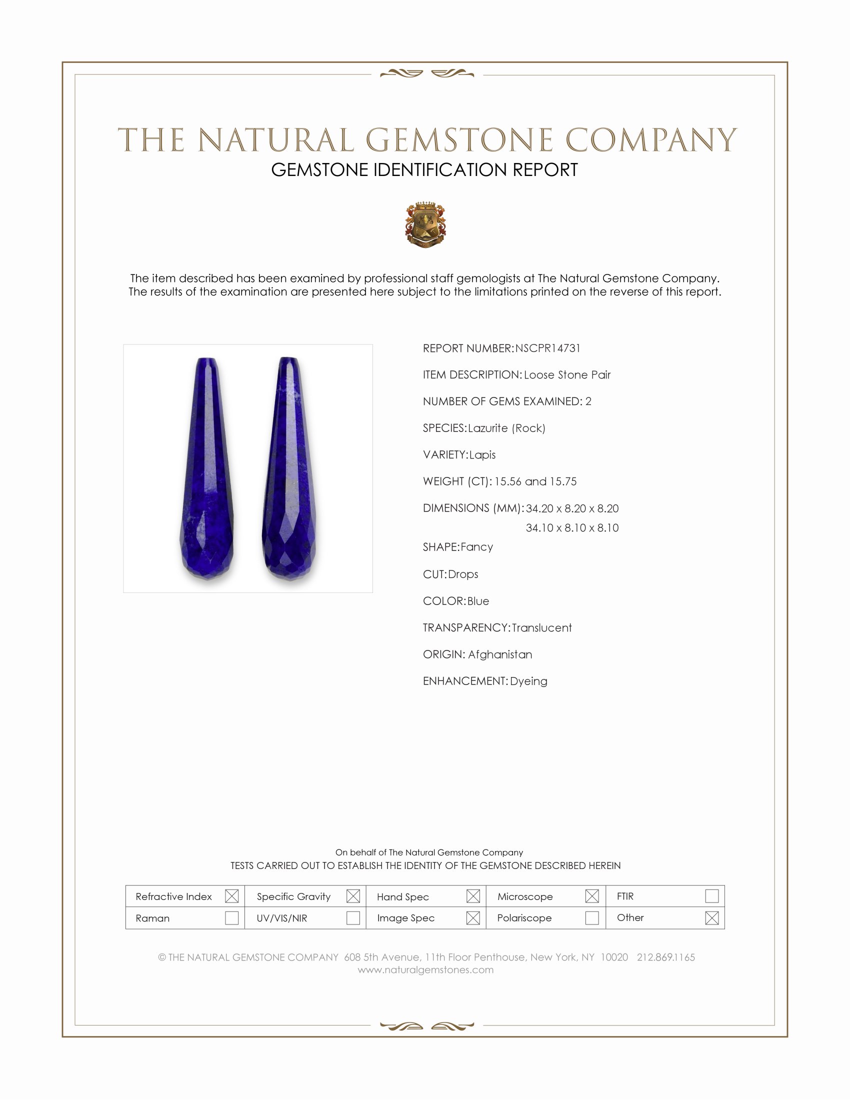 31.31 Ct.Tw. Lapis Pair from Afghanistan