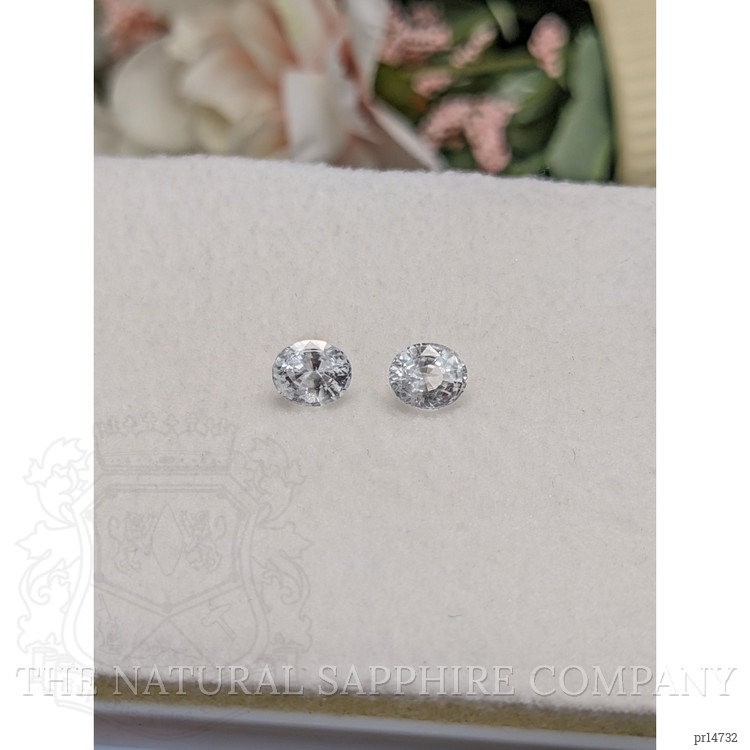 2.44 Ct.Tw. White Sapphire Pair from Ceylon (Sri Lanka)