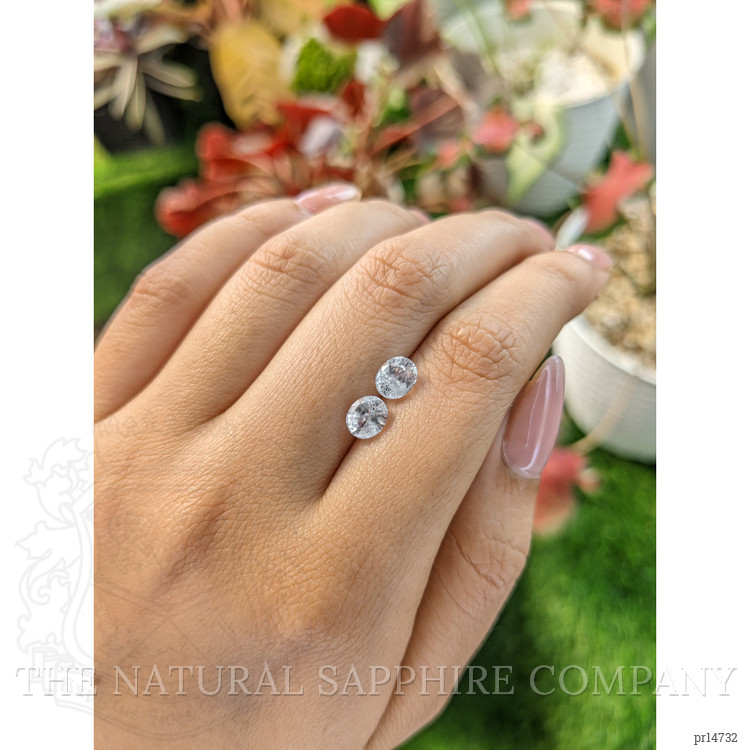 2.44 Ct.Tw. White Sapphire Pair from Ceylon (Sri Lanka)