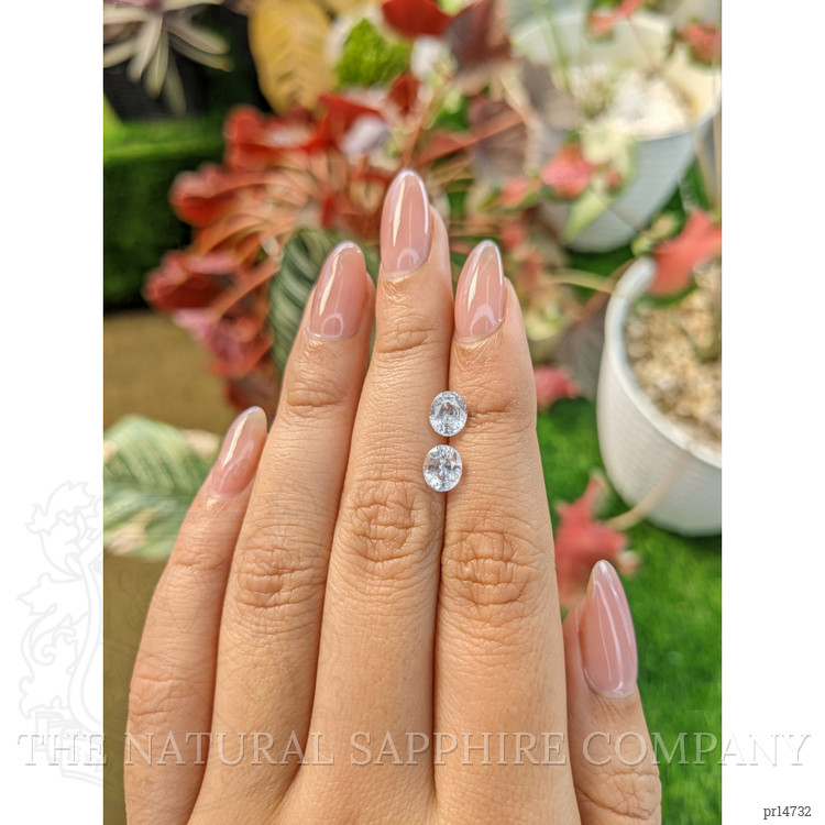 2.44 Ct.Tw. White Sapphire Pair from Ceylon (Sri Lanka)