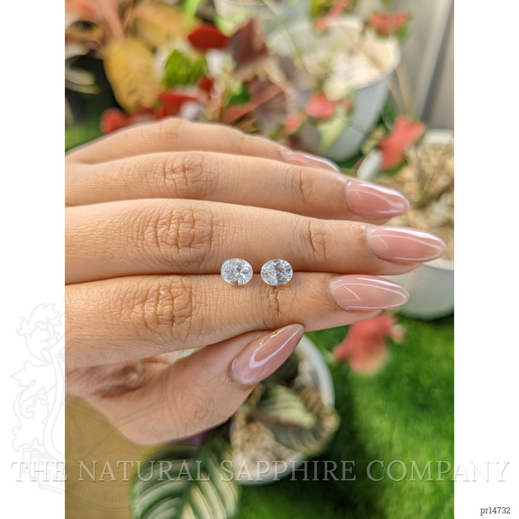 2.44 Ct.Tw. White Sapphire Pair from Ceylon (Sri Lanka)