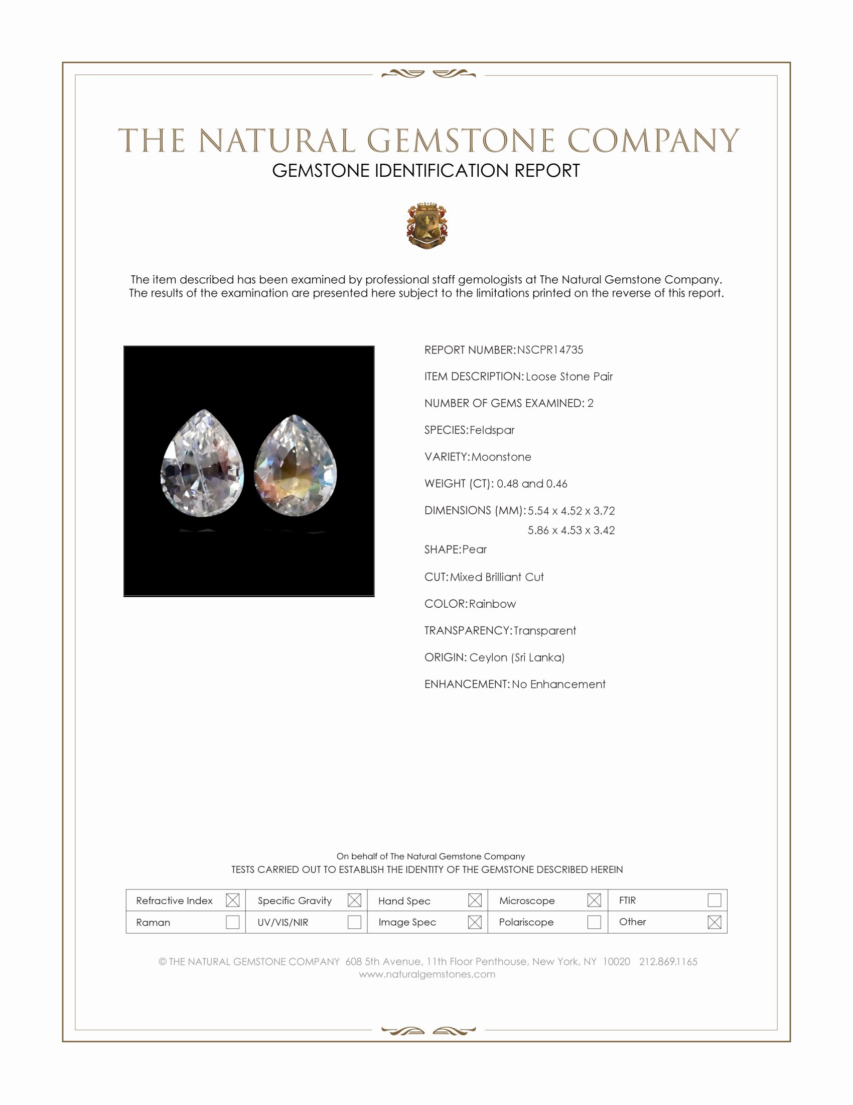0.94 Ct.Tw. Rainbow Moonstone Pair from Ceylon (Sri Lanka)