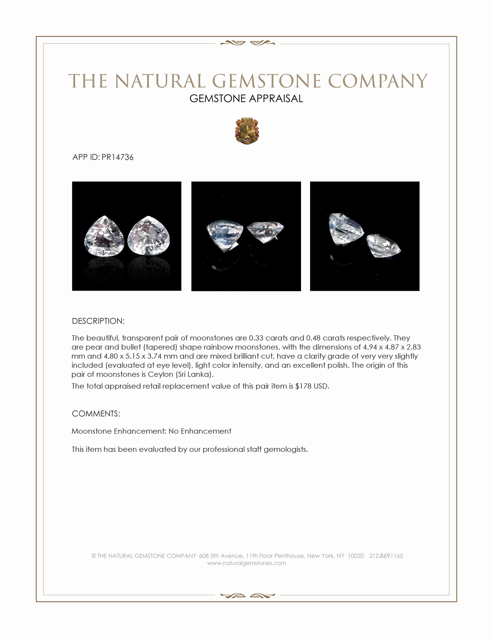 0.81 Ct.Tw. Rainbow Moonstone Pair from Ceylon (Sri Lanka)