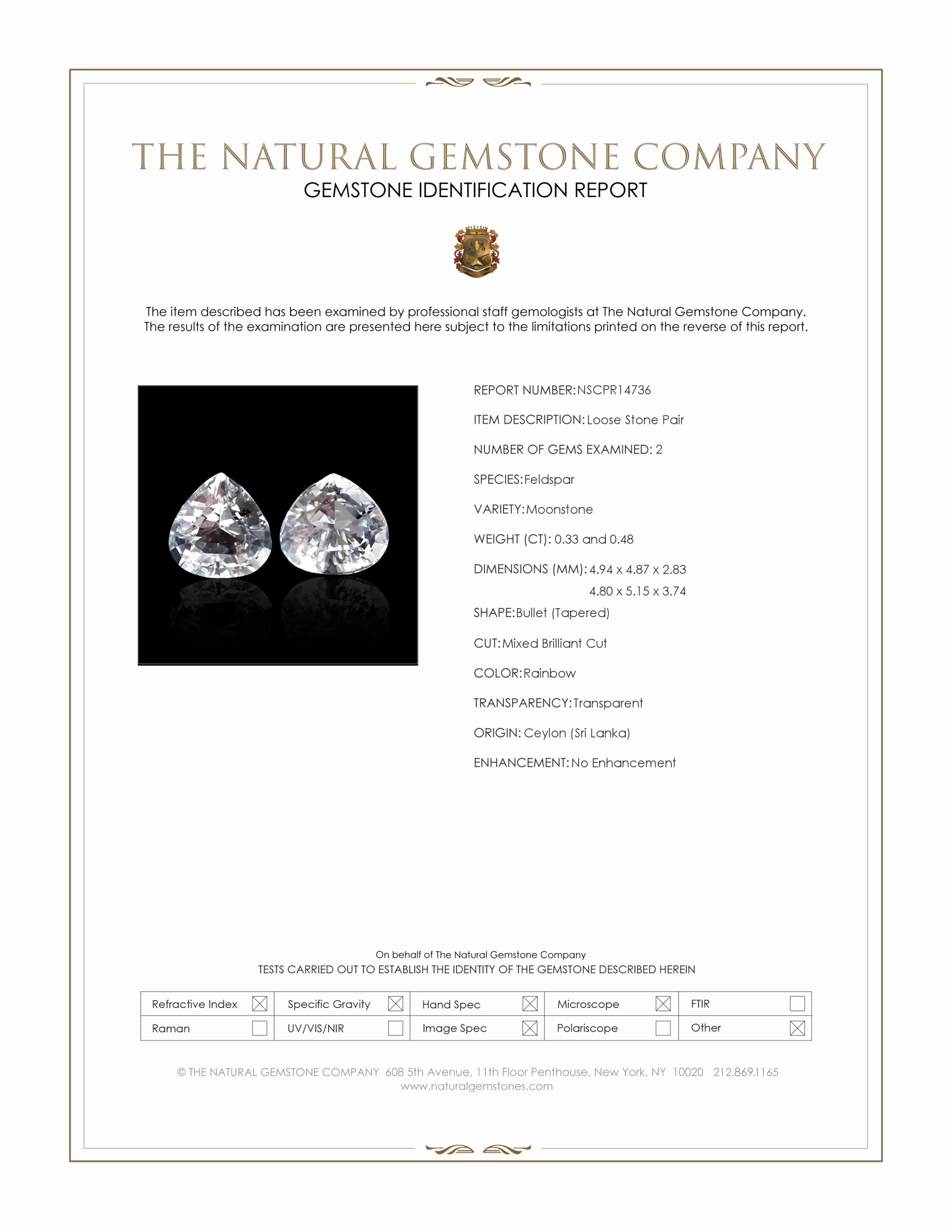 0.81 Ct.Tw. Rainbow Moonstone Pair from Ceylon (Sri Lanka)