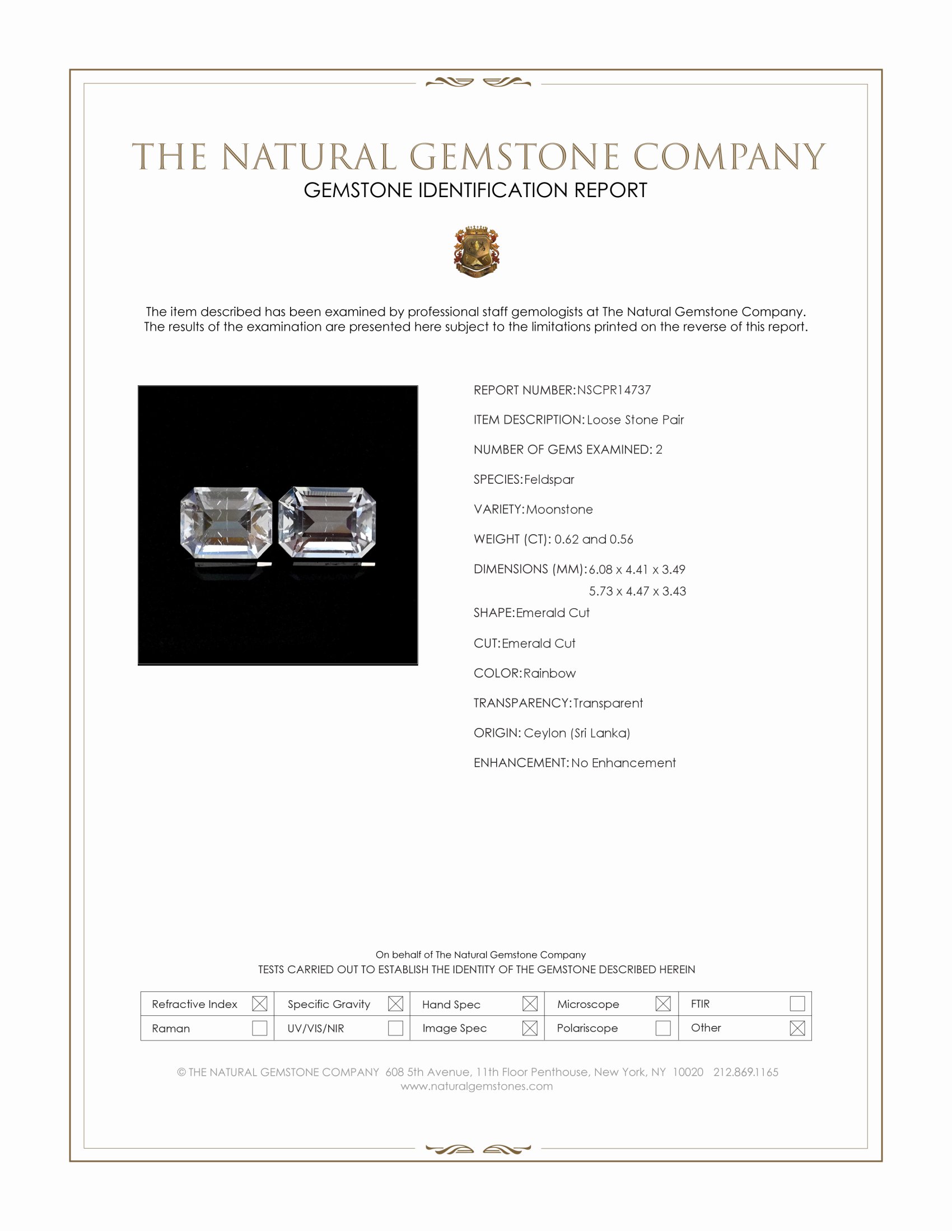 1.18 Ct.Tw. Rainbow Moonstone Pair from Ceylon (Sri Lanka)