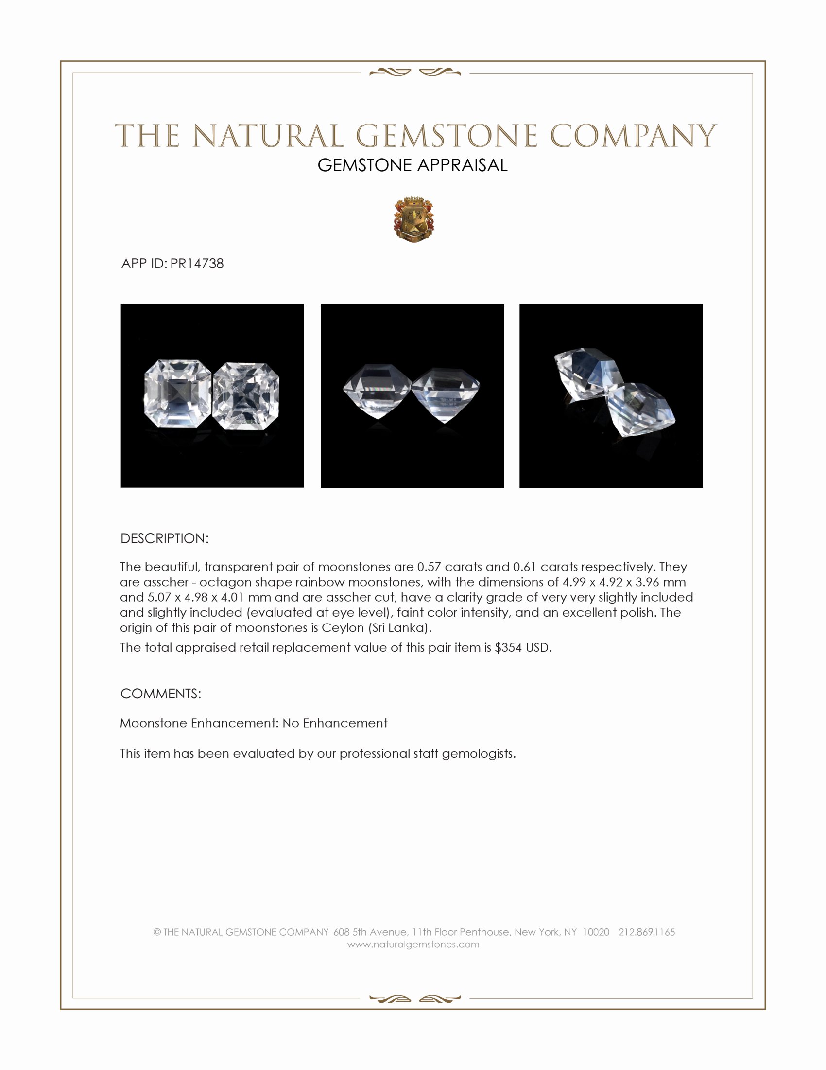 1.18 Ct.Tw. Rainbow Moonstone Pair from Ceylon (Sri Lanka)