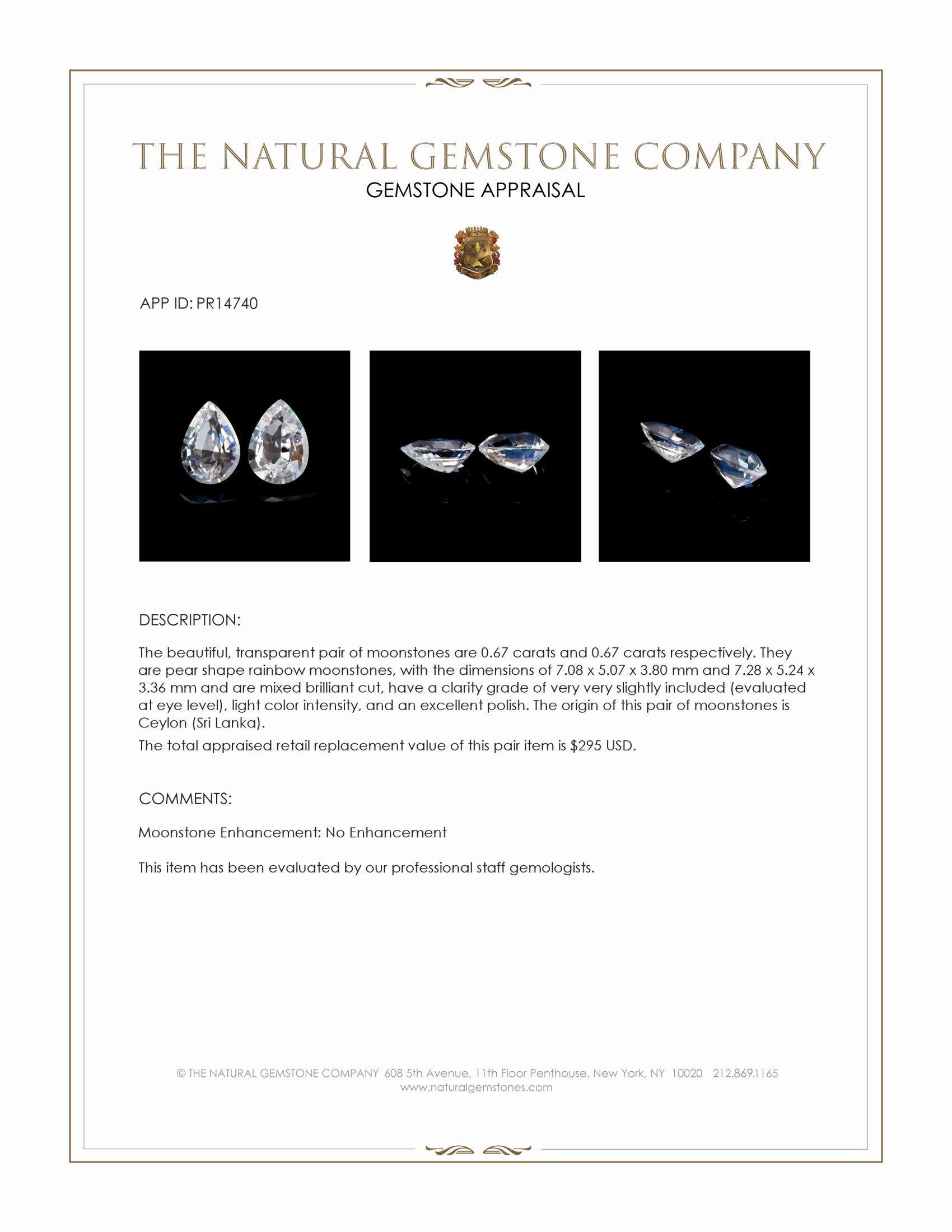 1.34 Ct.Tw. Rainbow Moonstone Pair from Ceylon (Sri Lanka)