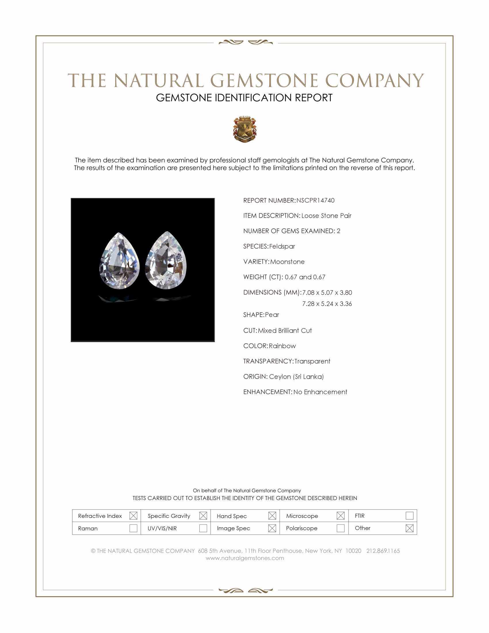 1.34 Ct.Tw. Rainbow Moonstone Pair from Ceylon (Sri Lanka)