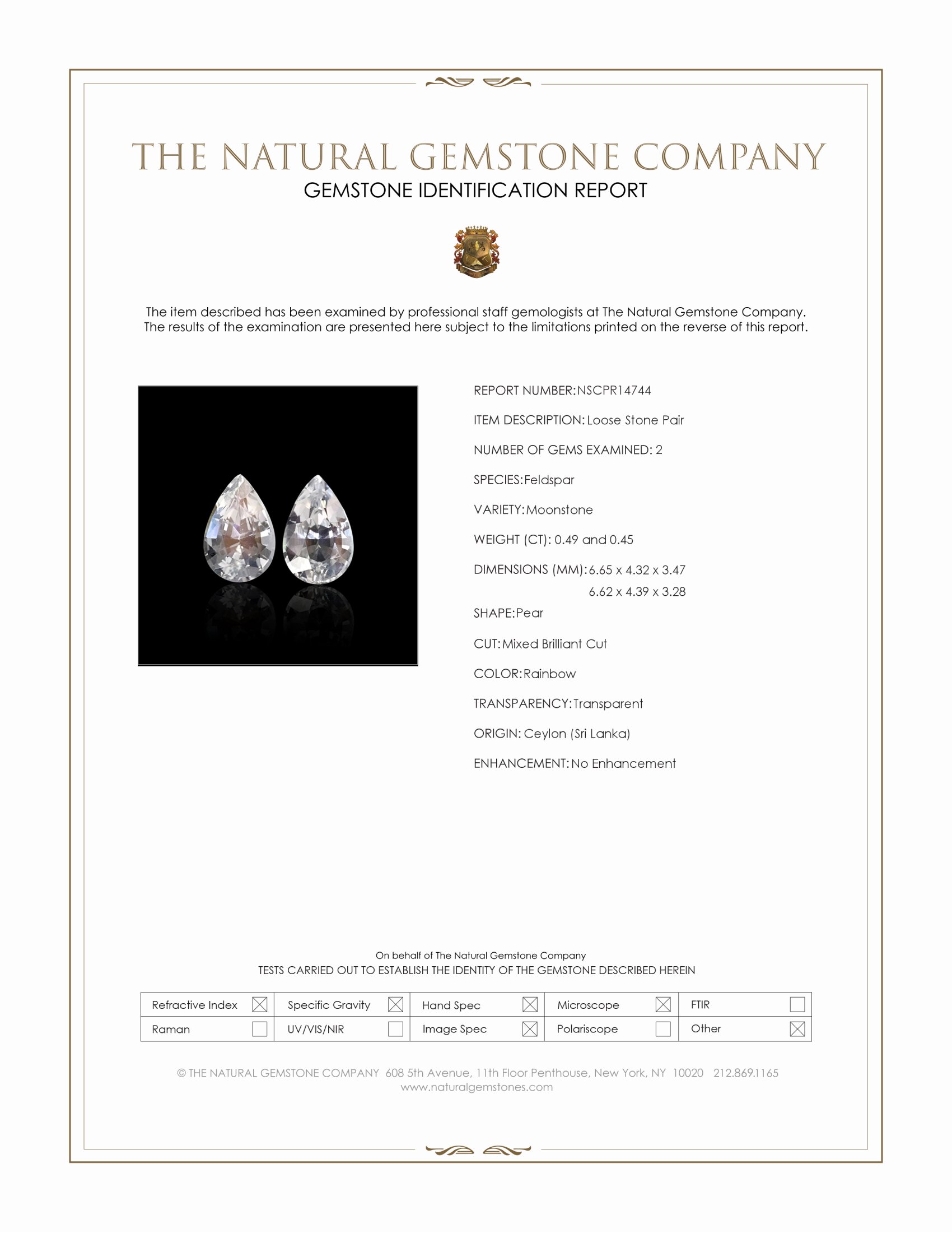 0.94 Ct.Tw. Rainbow Moonstone Pair from Ceylon (Sri Lanka)