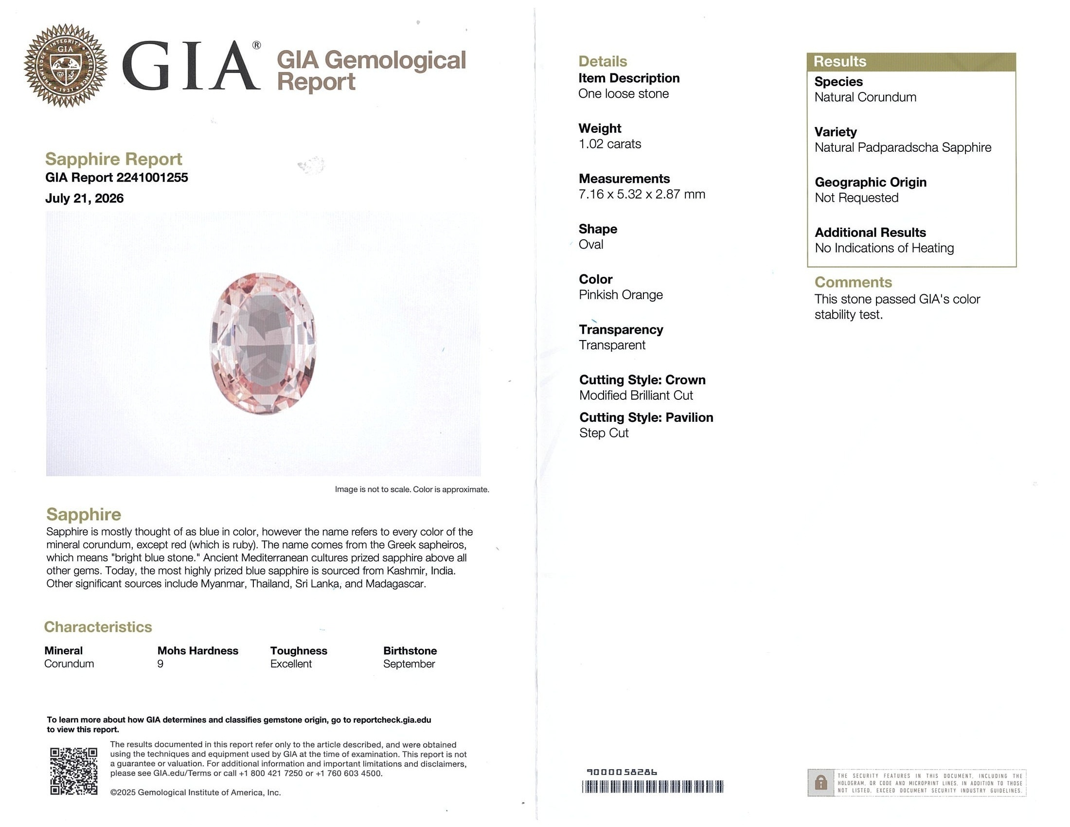 2.02 Ct.Tw. Padparadscha Sapphire Pair from Ceylon (Sri Lanka)