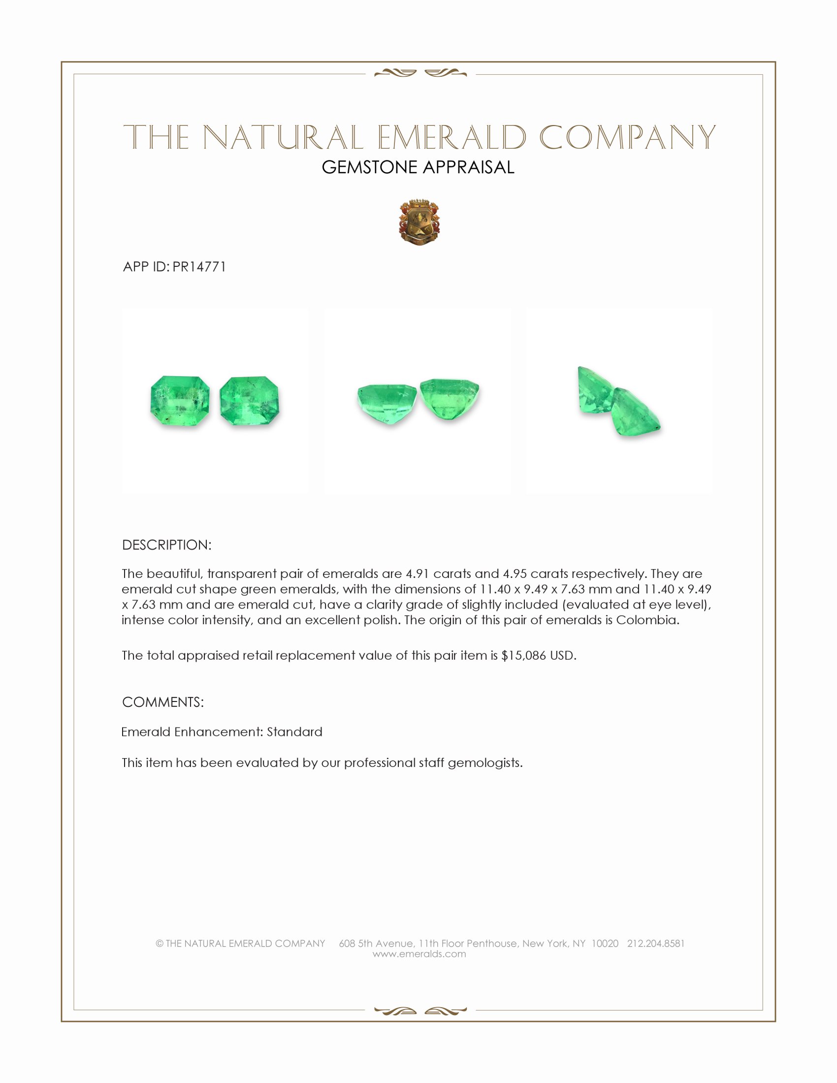 9.86 Ct.Tw. Emerald Pair from Colombia