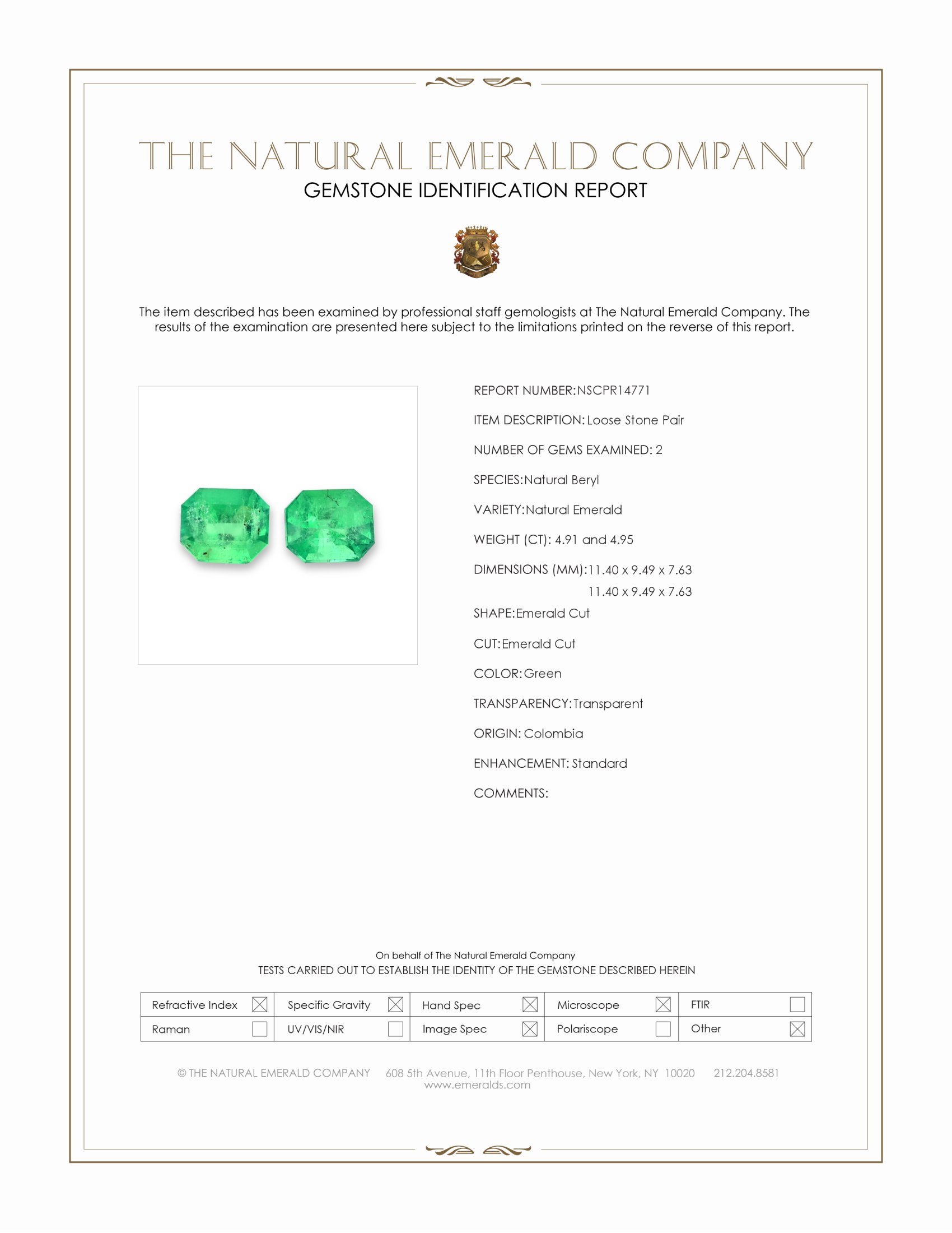 9.86 Ct.Tw. Emerald Pair from Colombia