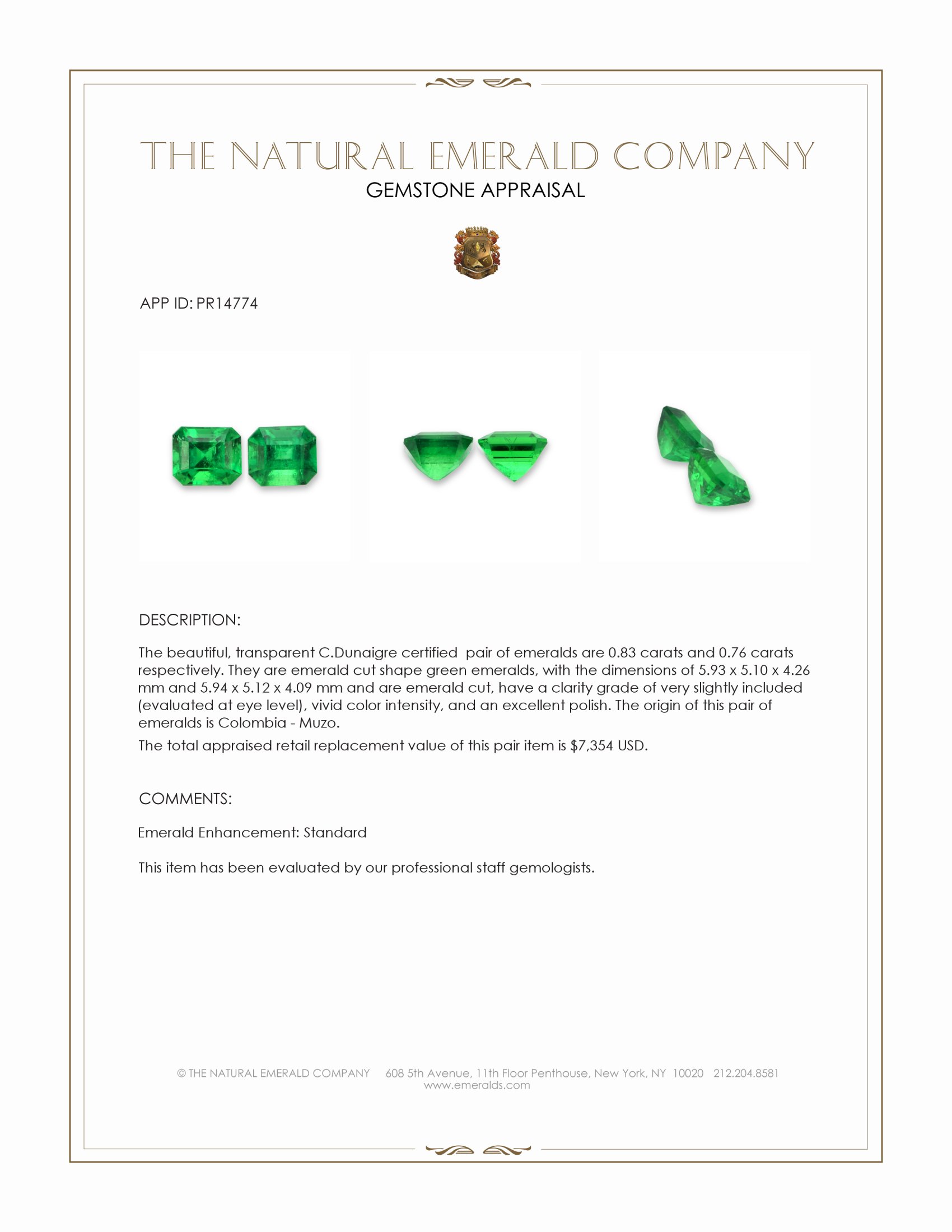 1.59 Ct.Tw. Emerald Pair from Colombia - Muzo