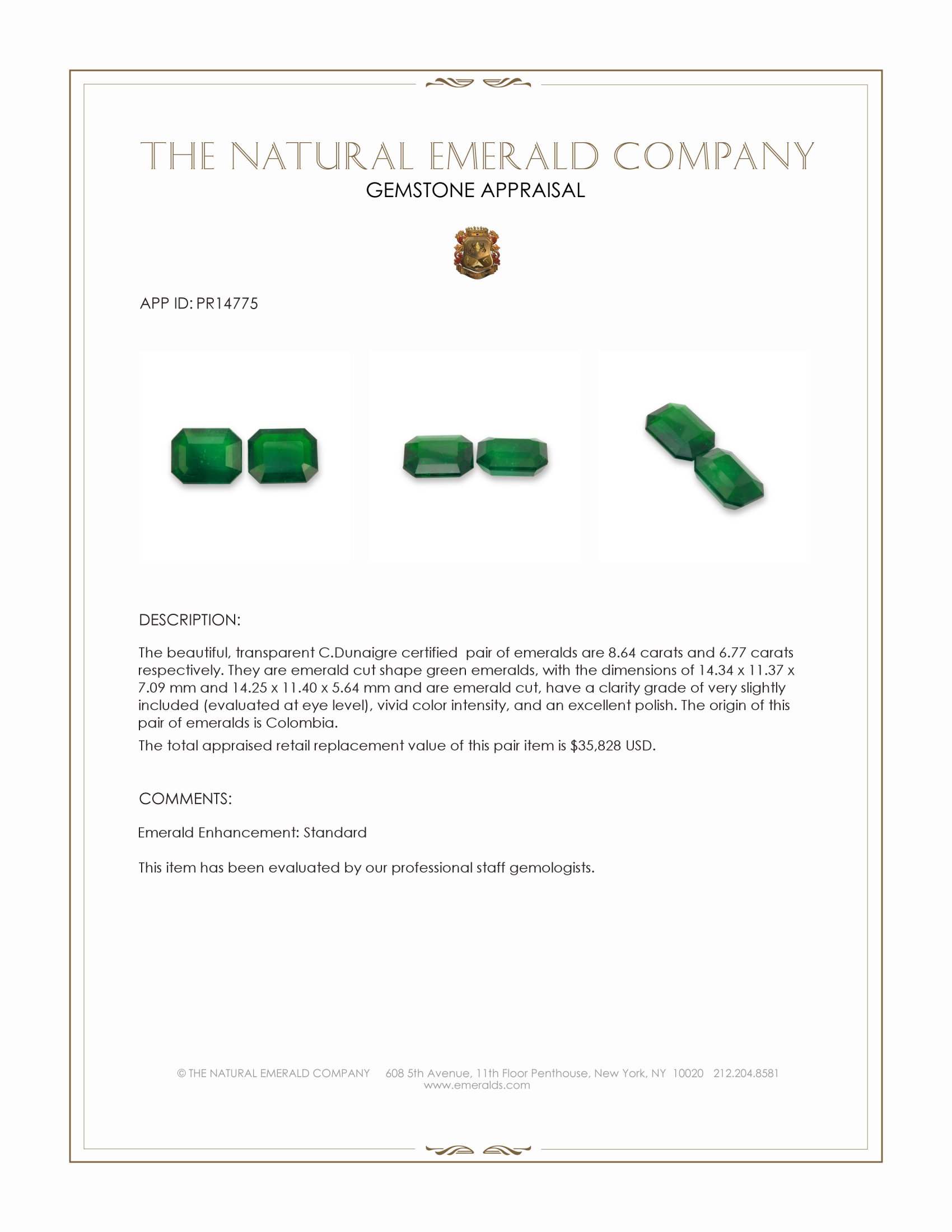 15.41 Ct.Tw. Emerald Pair from Colombia