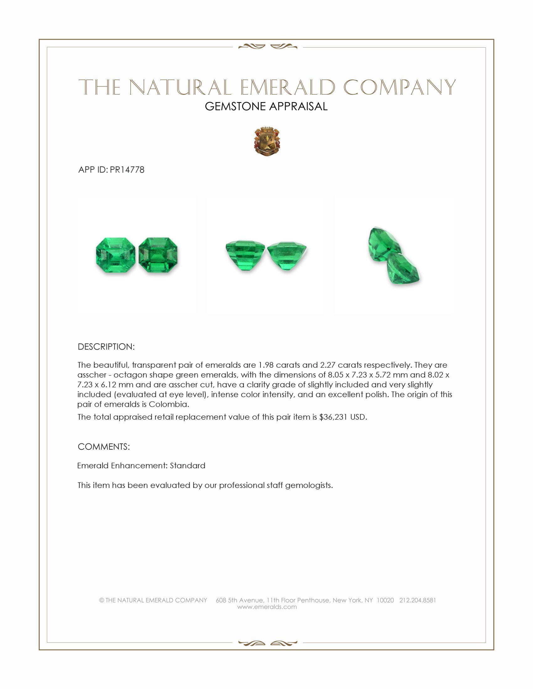 4.25 Ct.Tw. Emerald Pair from Colombia