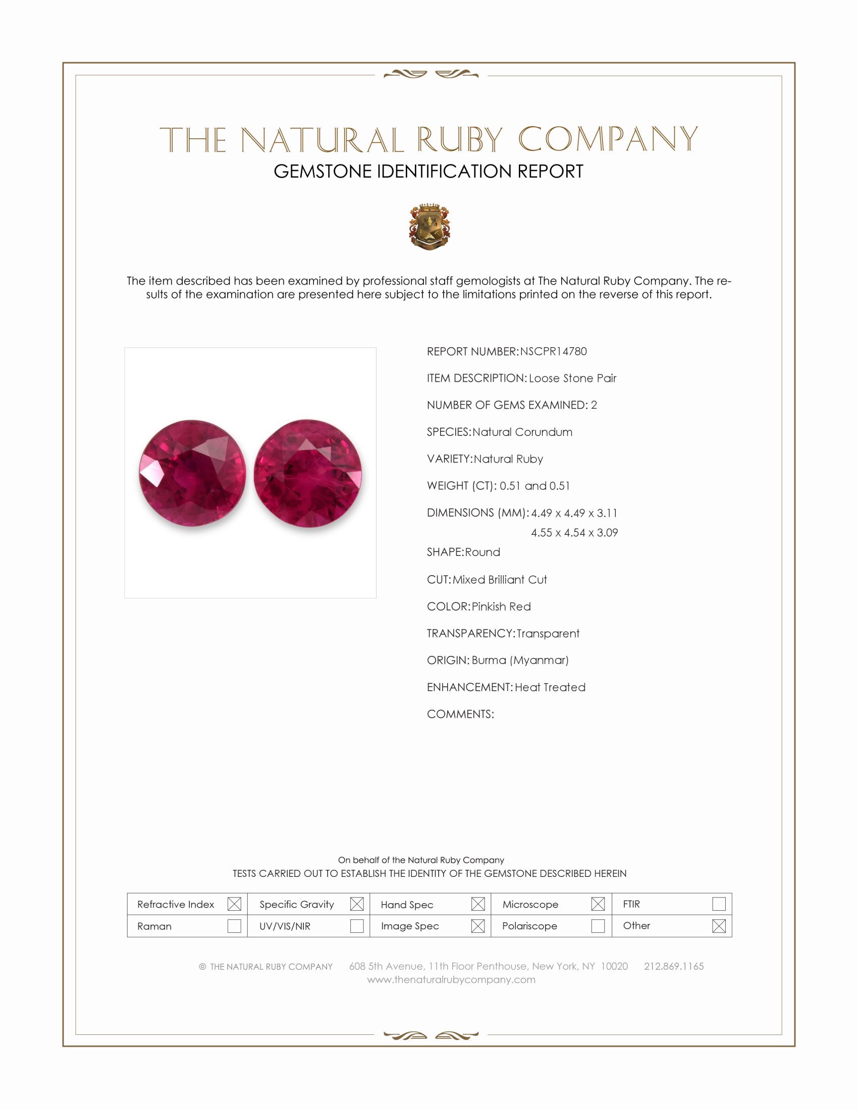 1.02 Ct.Tw. Pinkish Red Ruby Pair from Burma (Myanmar)
