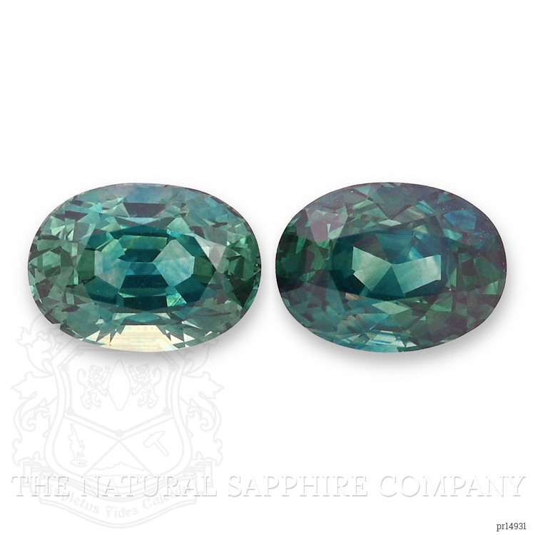 3.34 Ct.Tw. Bluish Green Sapphire Pair from Montana