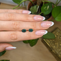 3.34 Ct.Tw.Total Carat Weight Bluish Green Sapphire Pair from Montana Life Style