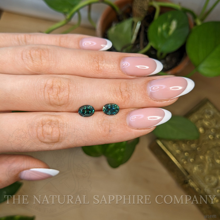 3.34 Ct.Tw. Bluish Green Sapphire Pair from Montana