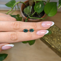 3.34 Ct.Tw.Total Carat Weight Bluish Green Sapphire Pair from Montana Life Style
