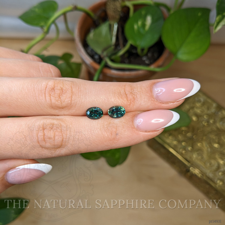 3.34 Ct.Tw. Bluish Green Sapphire Pair from Montana