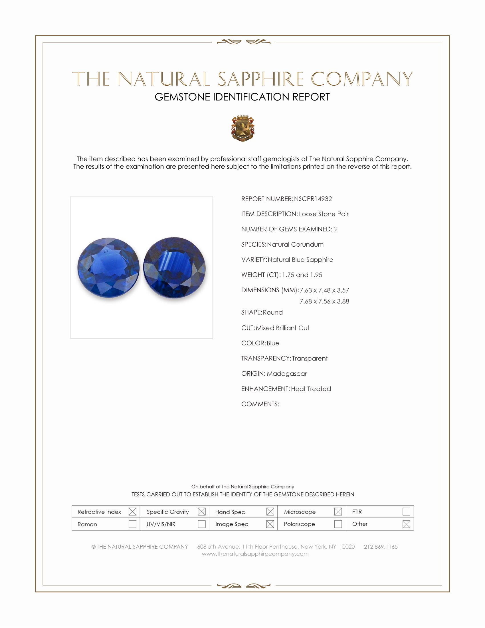 3.70 Ct.Tw. Blue Sapphire Pair from Madagascar