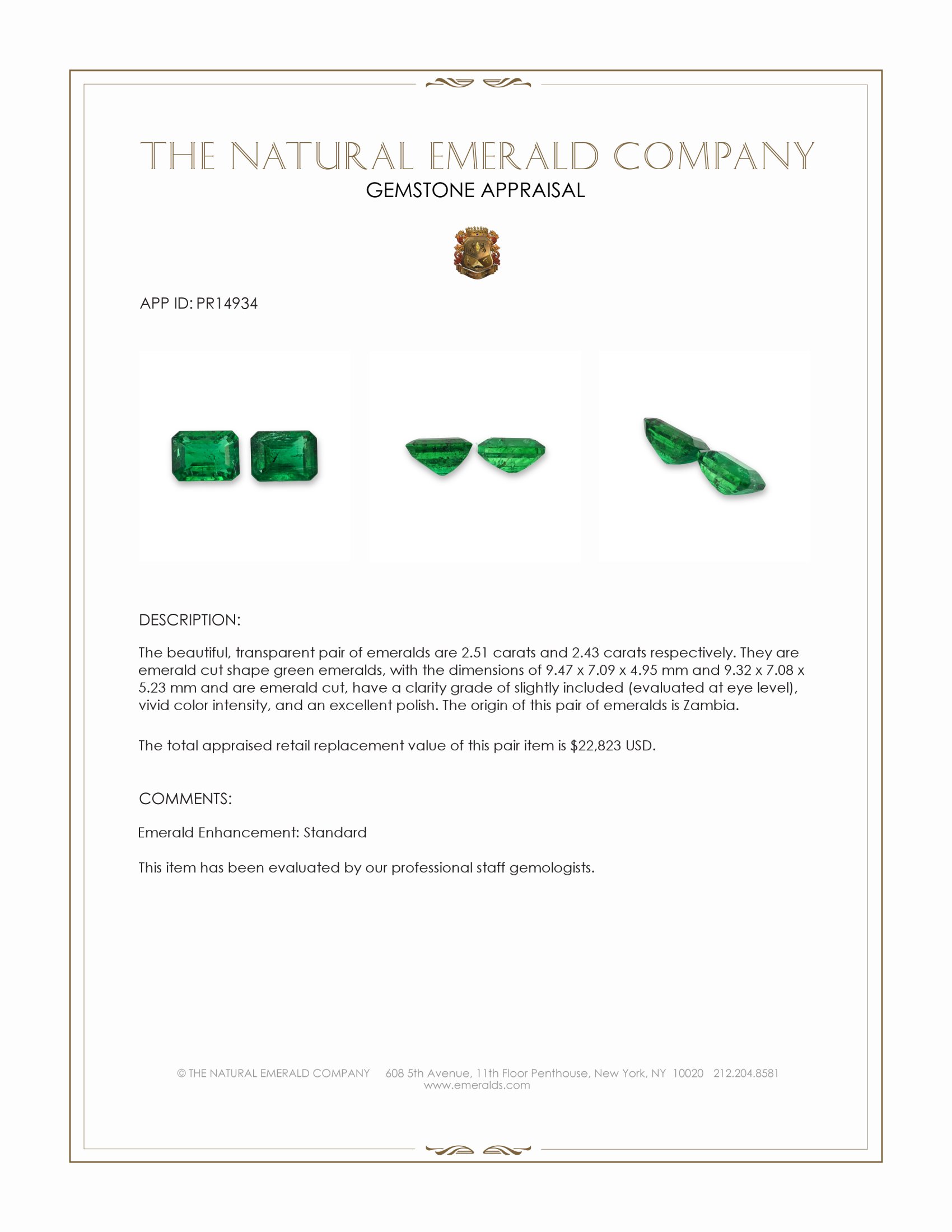 4.94 Ct.Tw. Emerald Pair from Zambia