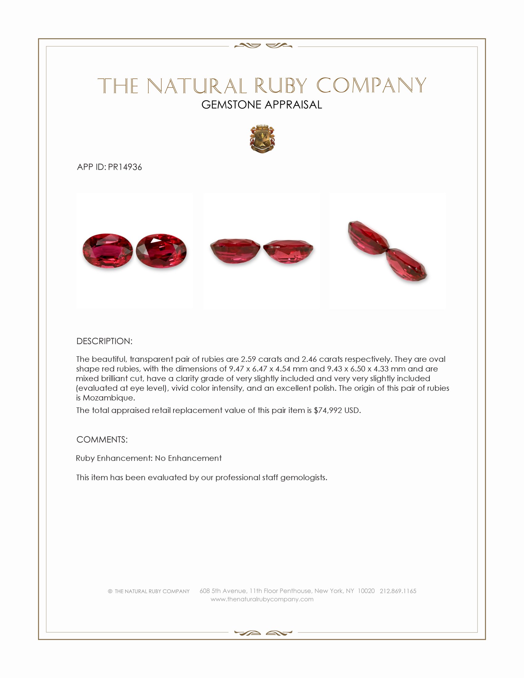 5.05 Ct.Tw. Ruby Pair from Mozambique
