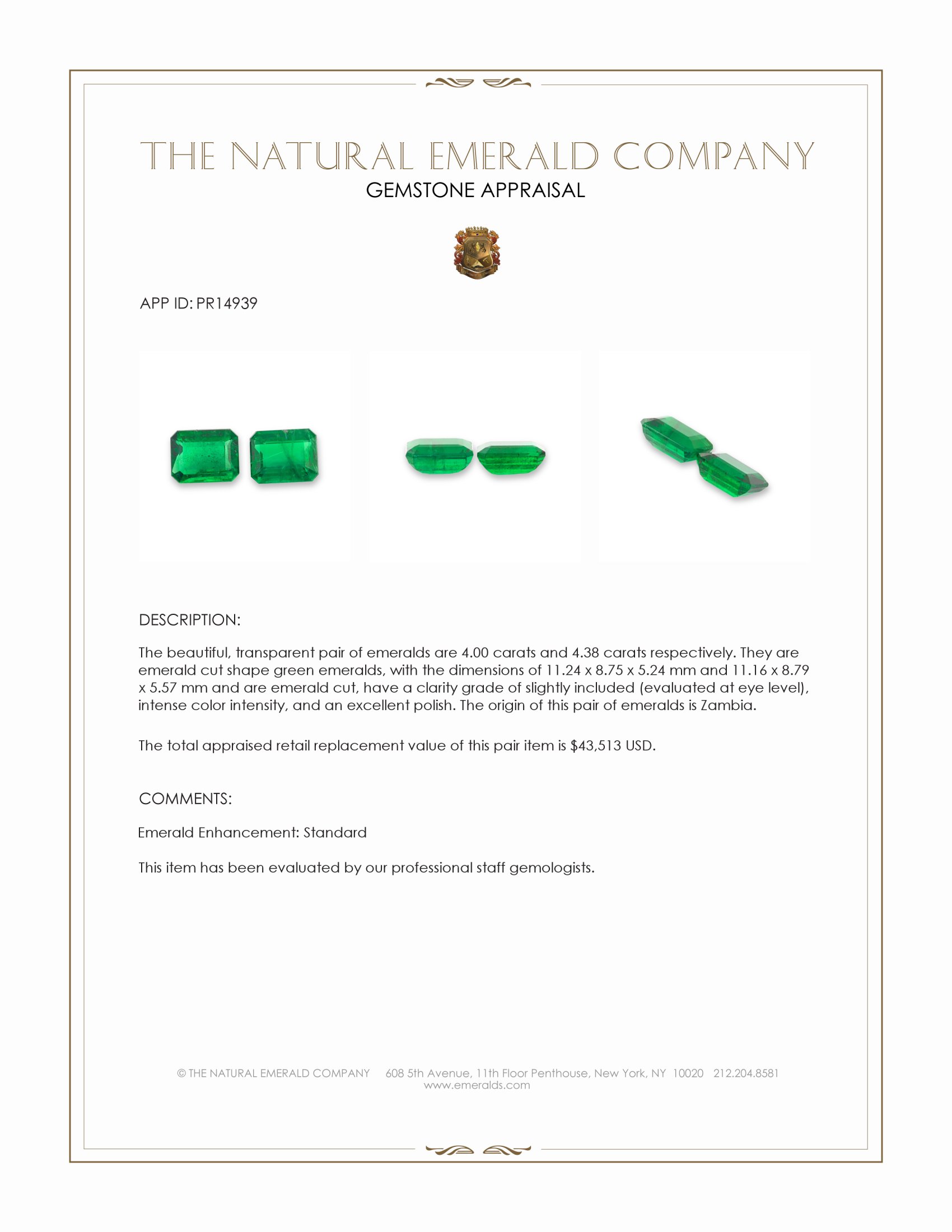 8.38 Ct.Tw. Emerald Pair from Zambia