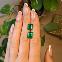 8.38 Ct.Tw.Total Carat Weight Emerald Pair from Zambia Life Style