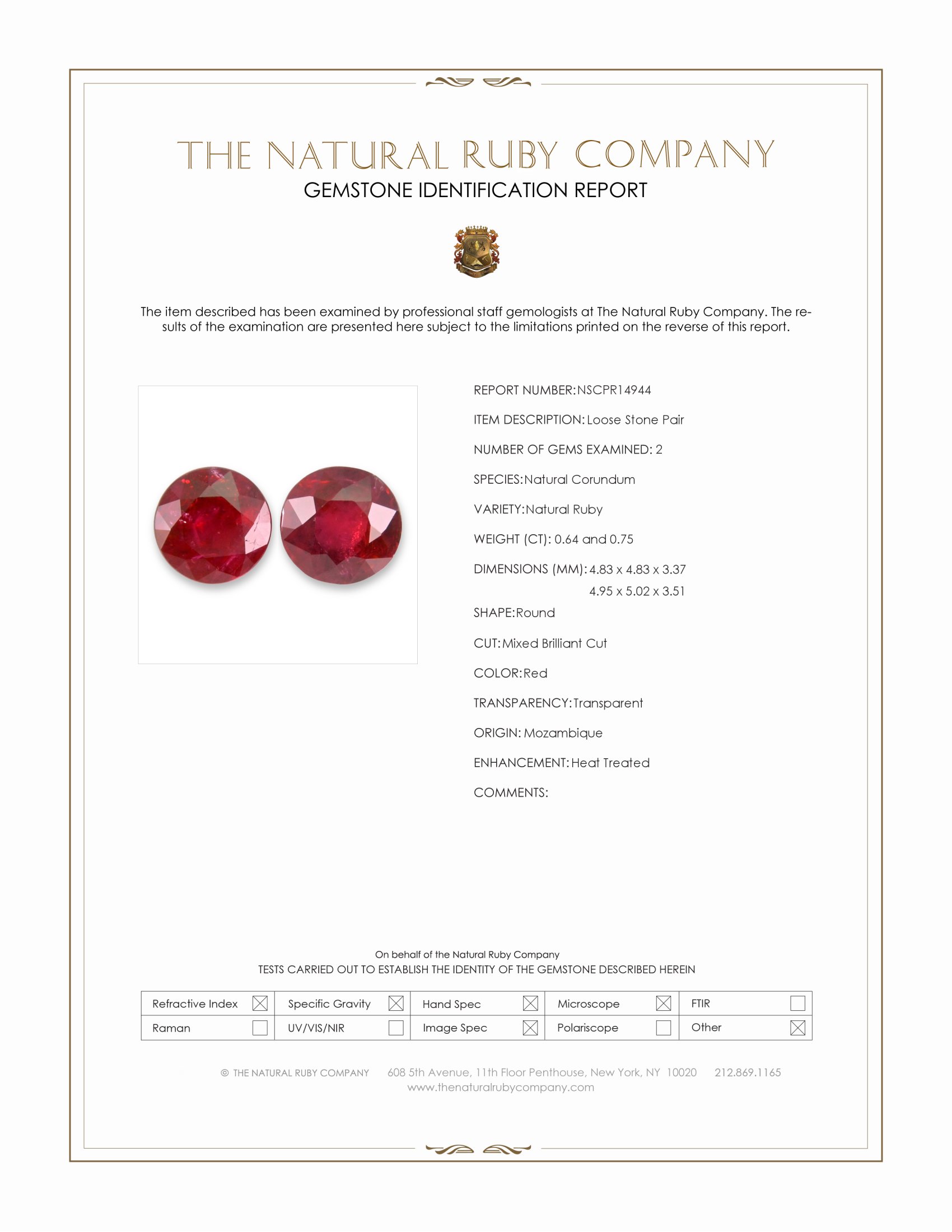 1.39 Ct.Tw. Ruby Pair from Mozambique
