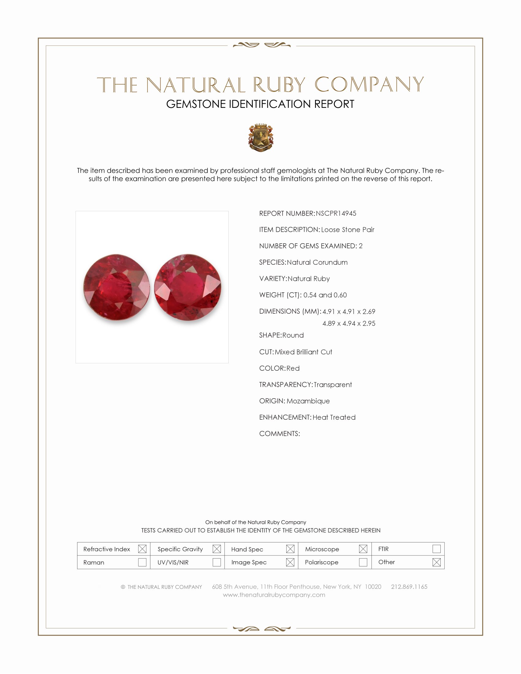 1.14 Ct.Tw. Ruby Pair from Mozambique
