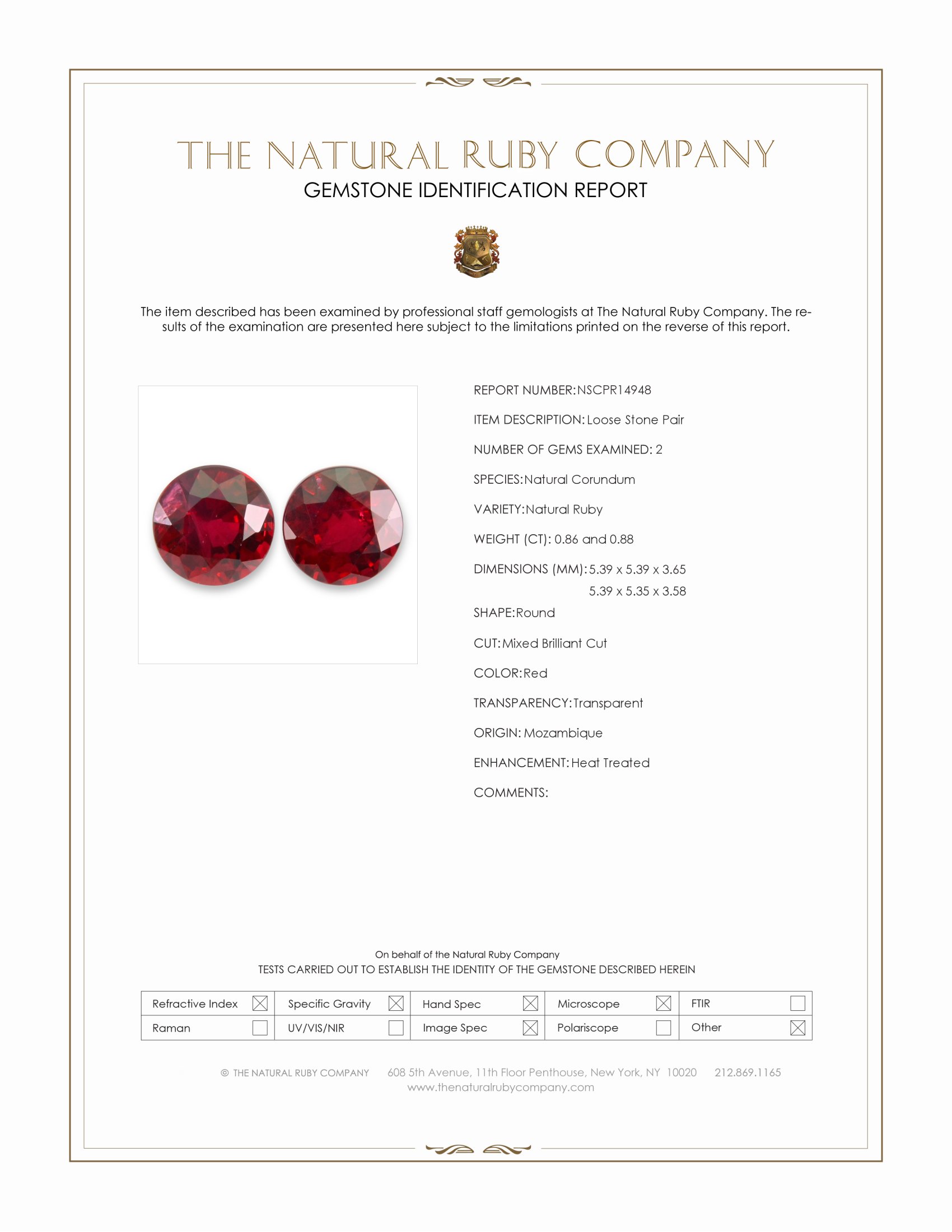 1.74 Ct.Tw. Ruby Pair from Mozambique