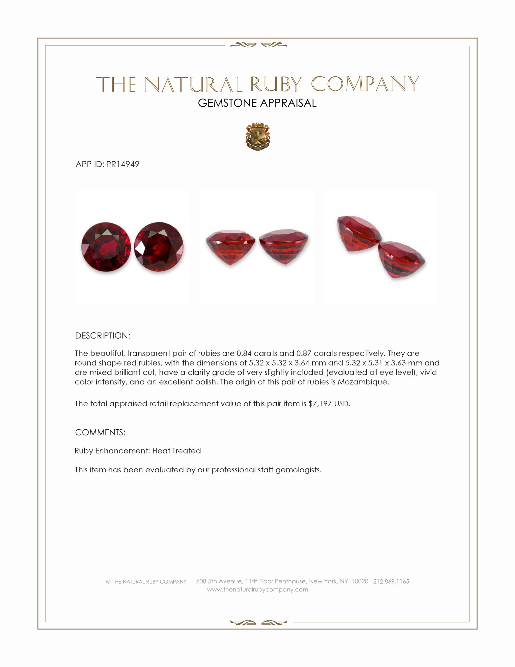 1.71 Ct.Tw. Ruby Pair from Mozambique