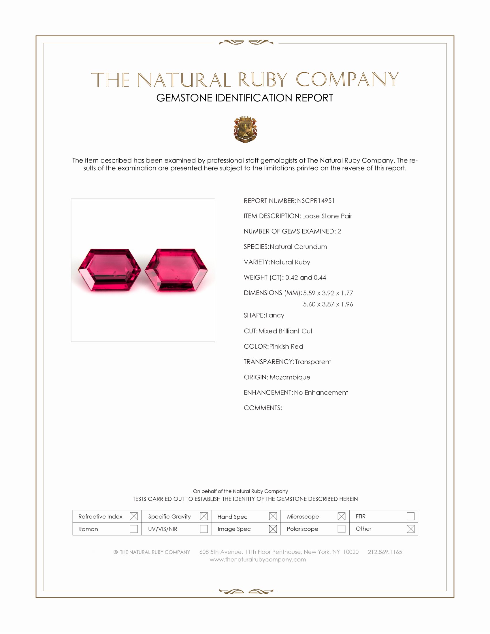 0.86 Ct.Tw. Pinkish Red Ruby Pair from Mozambique