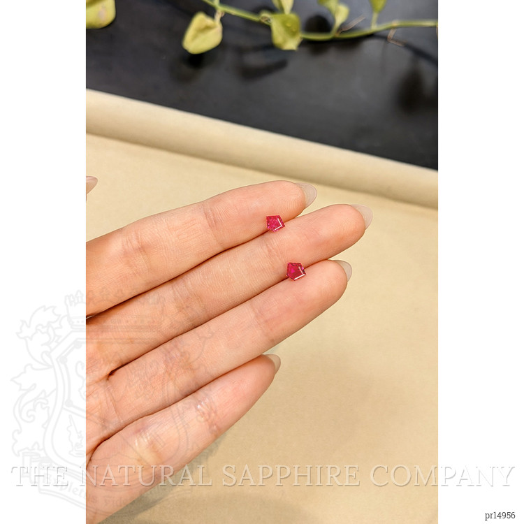 0.76 Ct.Tw. Pinkish Red Ruby Pair from Mozambique